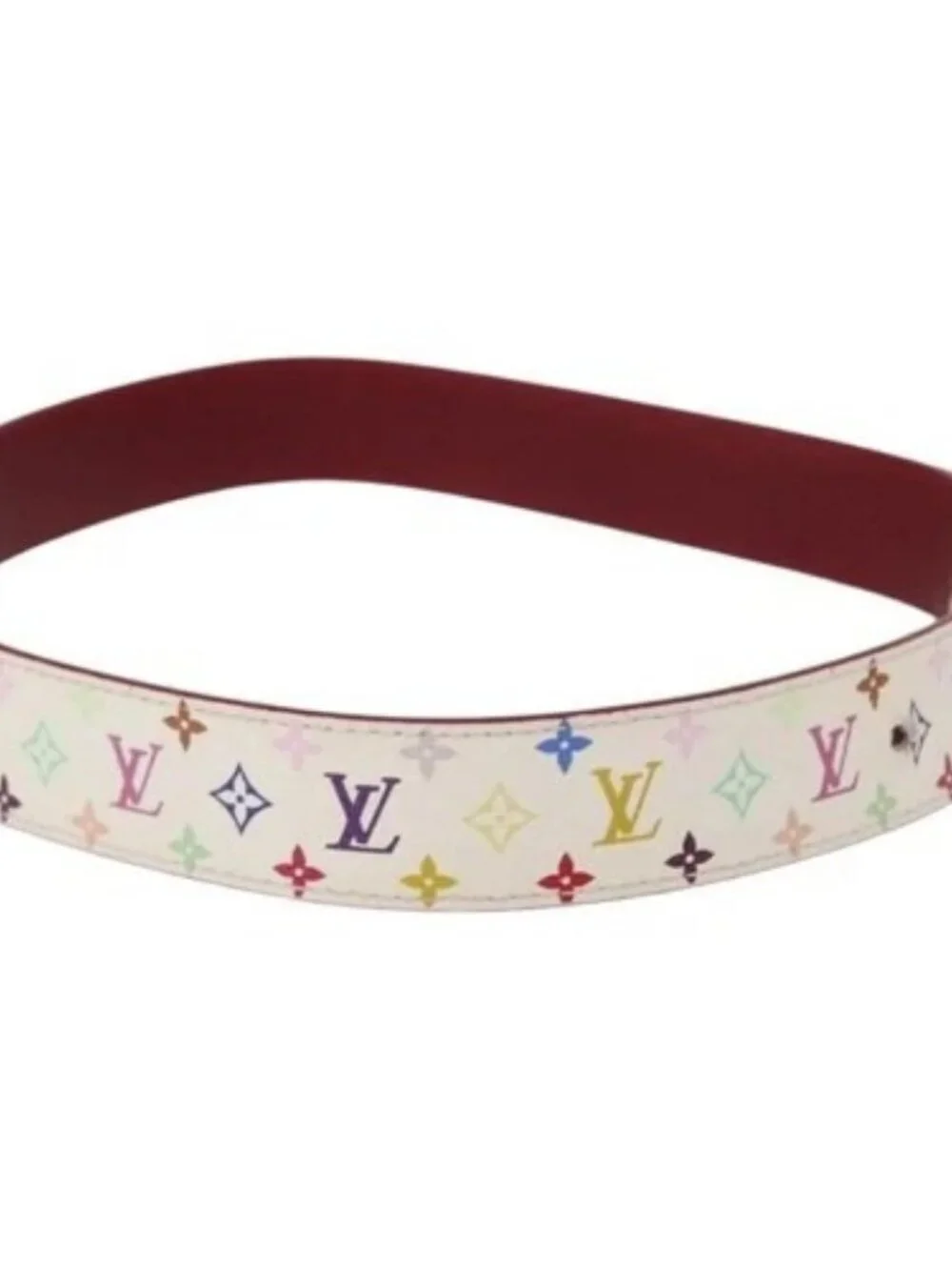 Share LOUIS VUITTON Multicolor Ceinture Carre LV Cut Belt White LV Auth 166023 - Picture 4 of 11